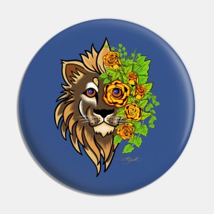 Lion with Roses Pin