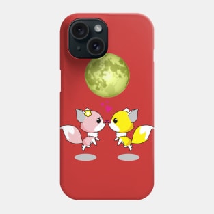 Love on Moonlight Foxes Hearts Phone Case