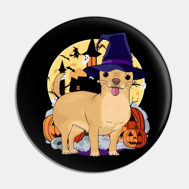 Chihuahua Scary Dog Halloween Witch Pumpkin Pin by Noseking