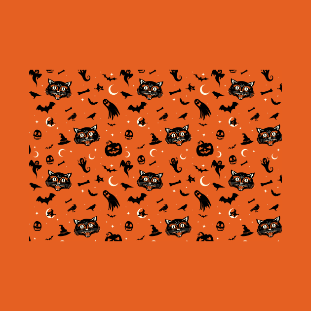 Black Cat Halloween Design Pattern by Strangeology