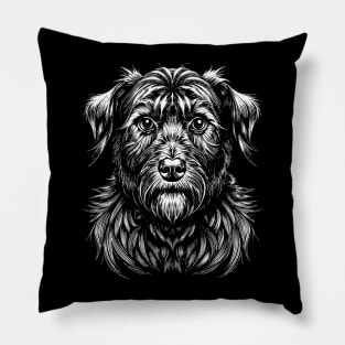 Affenpinscher dog portrait black and white affie art Pillow