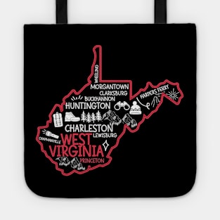 Cute map of Princeton  West Virginia Charleston Lewisburg Huntington Morgantown Buckhannon Tote