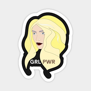 Women Portrait Illustration GRL Pwr Light Hair black Magnet