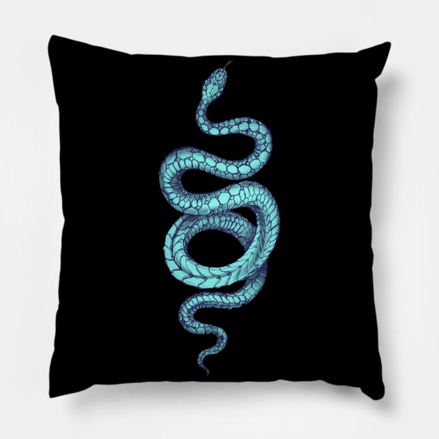 blue snake Pillow by DiWighte