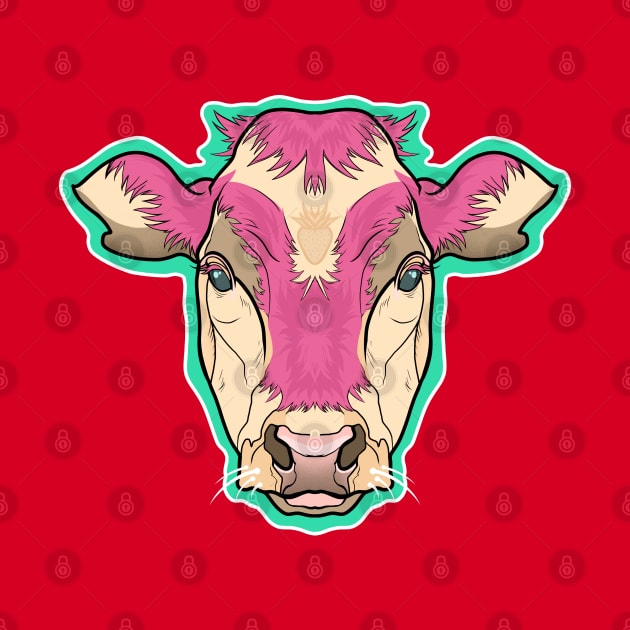 Strawberry cow symmetrical portrait style by illustratelaw