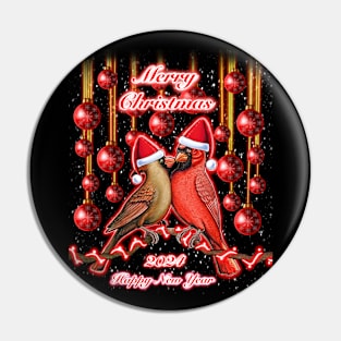 Red Cardinal bird merry Christmas and happy new year Pin