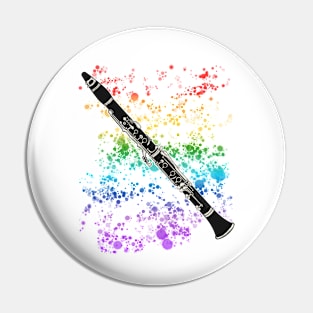 Clarinet Rainbow Colours Clarinetist Woodwind Musician Pin