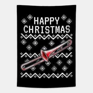 Trombone Ugly Christmas Trombonist Brass Musician Tapestry