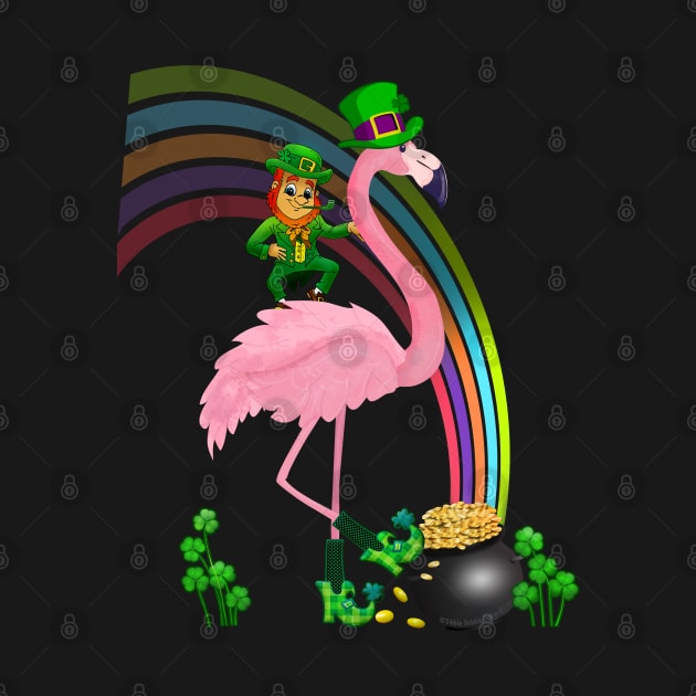 Funny St. Paddy's Flamingo with Leprechaun St. Patrick's Day by Dibble Dabble Designs