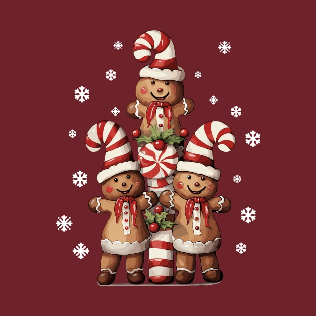 Gingerbread Joyful Candy Cane Trio by AI - Made Me Do It