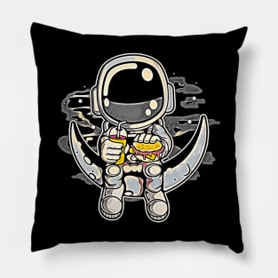 Astronaut Crescent • Funny And Cool Sci-Fi Cartoon Drawing Design Great For Anyone That Loves Astronomy Art Pillow