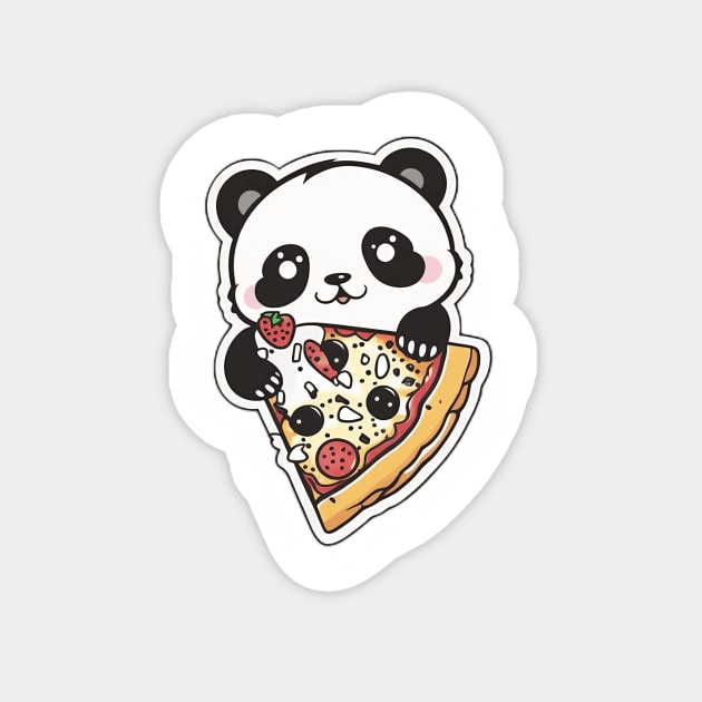 Cute Cartoon Panda Eating Pizza Funny Kawaii Magnet by kiddo200