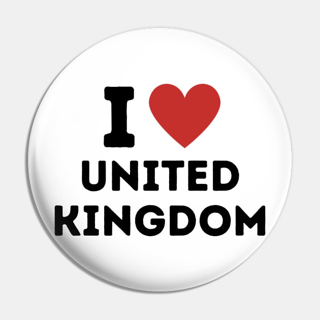 I Love United Kingdom Simple Heart Design Pin by Word Minimalism