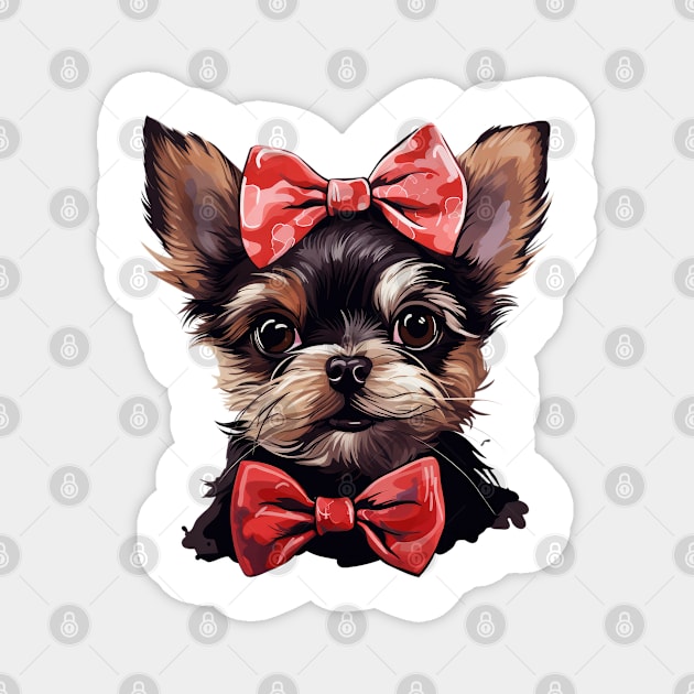 Fancy Yorkshire Terrier Dog Magnet by Chromatic Fusion Studio