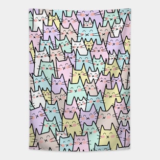 Cat Party - Pastel Tapestry