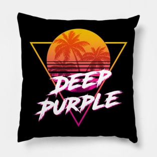 Deep Purple - Proud Name Retro 80s Sunset Aesthetic Design Pillow