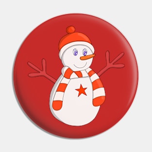 Cute Snowman Star Pin