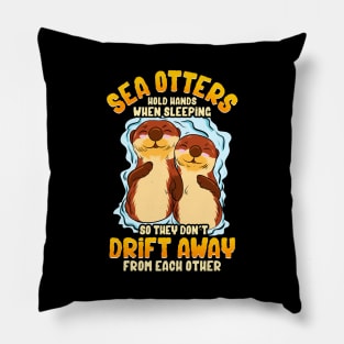 Cute & Funny Sea Otters Hold Hands When Sleeping Pillow