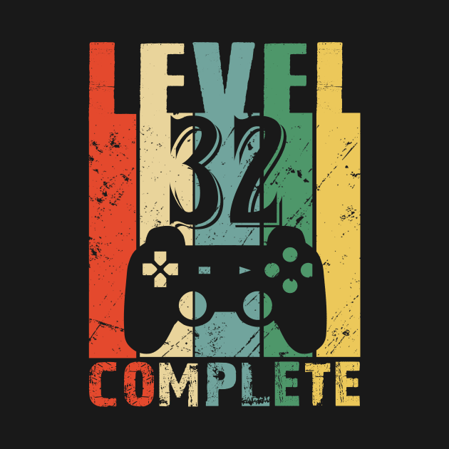 Vintage 32th Wedding Anniversary Level 32 Complete Funny Video Gamer Birthday Gift Ideas by smtworld