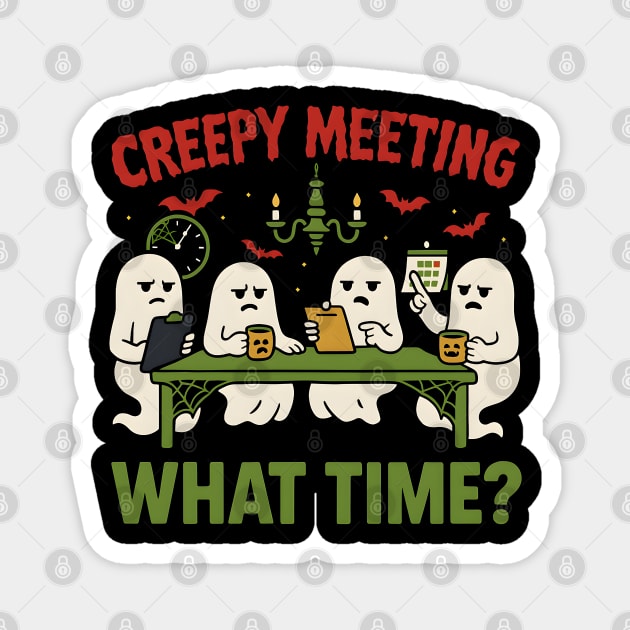 Creepy Meeting What Time Funny Ghost Office Halloween Magnet by MakerMind8.2