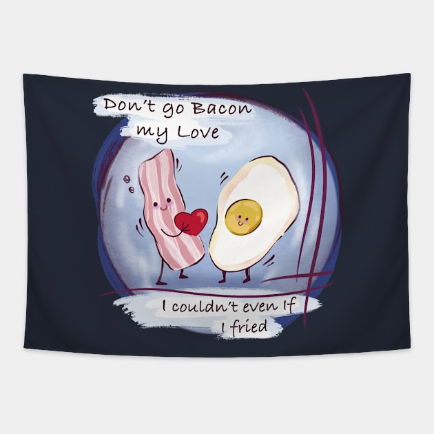 funny Bacon & egg Valentine's day Tapestry by Midastic