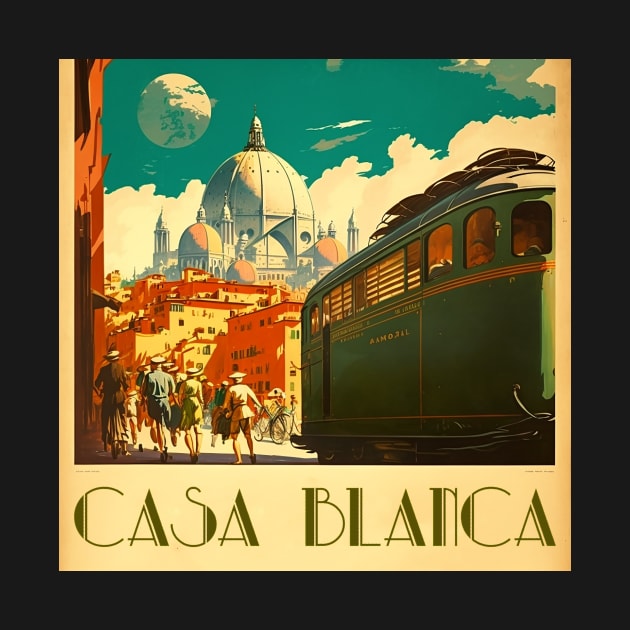 Casa Blanca Morocco Vintage Travel Art Poster by OldTravelArt