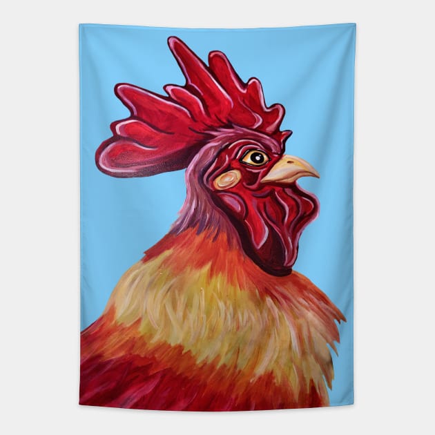 Proud Rooster Portrait Tapestry by Art by Deborah Camp