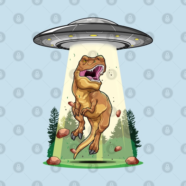 Cosmic Encounter:  Dinosaur Alien Abduction by GoshWow 