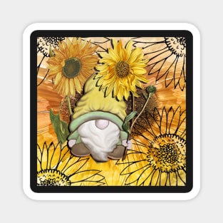 Sunflower Garden Gnome Magnet