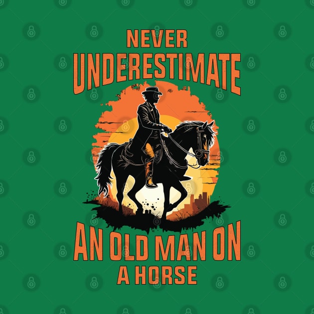 Never Underestimate an Old Man on a Horse by MAELHADY designs