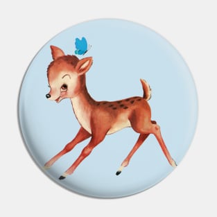 Playful baby deer and butterfly Pin