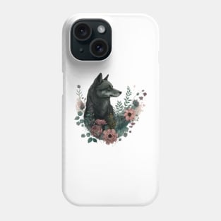 Colorful Wolf with Flowers Phone Case