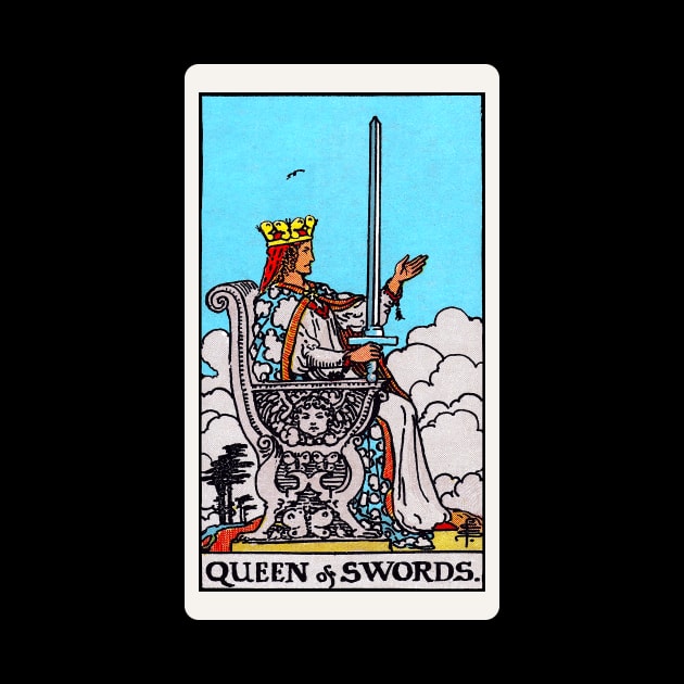Card #62 - Queen Of Swords - Rider Waite Smith Tarot by RetroFitted