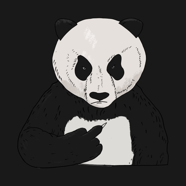 Grumpy Panda Bear Holding Middle Finger by Mesyo