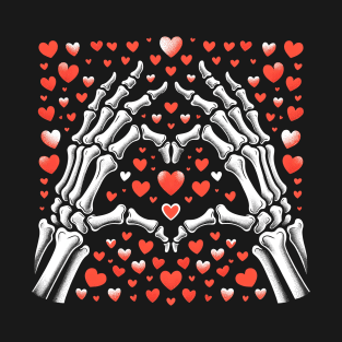 Skeleton Hand Heart Valentines Day Funny Bones Love T-Shirt