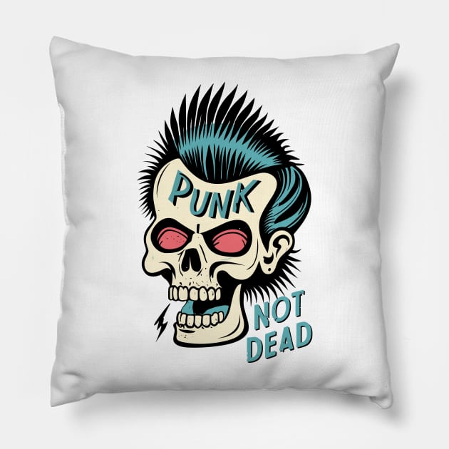 Punk not dead Pillow by Kingrocker Clothing