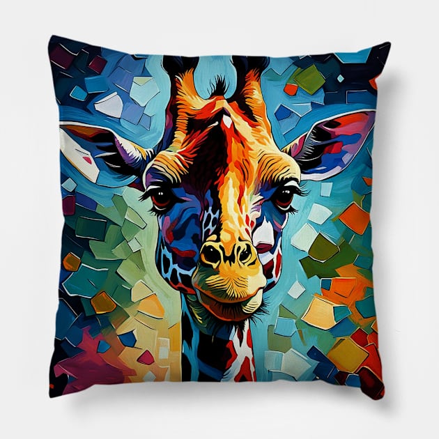 Colorful Giraffe 302 Pillow by Korey Watkins