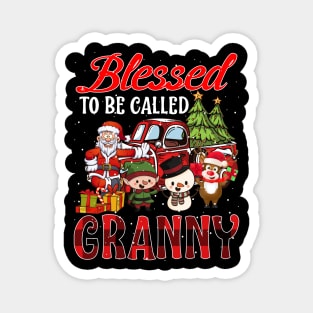 Blessed To Be Called Granny Christmas Buffalo Plaid Truck Magnet