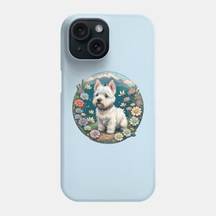 Westie Flower Scene Phone Case