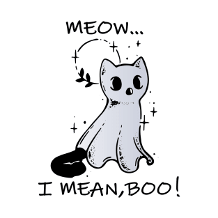 meow i mean boo kawaii cat ghost T-Shirt