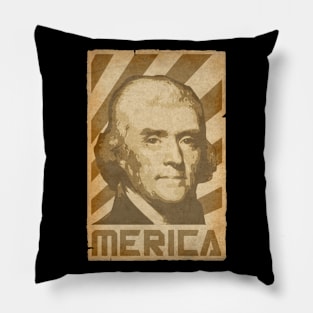 Thomas Jefferson Merica Retro Propaganda Pillow