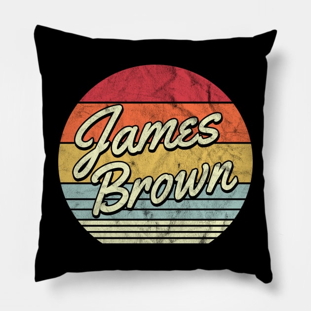 James Brown Retro 70s Style Sunset Pillow by Horton Cyborgrobot