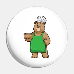 Bear as Cook with Cooking apron & Wooden bowl Pin