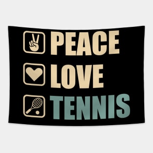 Peace Love Tennis - Funny Tennis Lovers Gift Tapestry