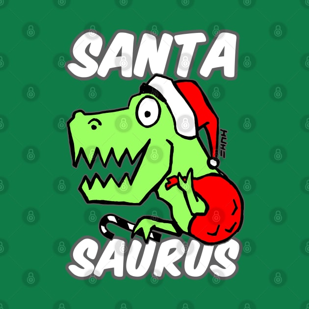 Santa Saurus Christmas Themed Dinosaur Santa Claus Mashup Design by sketchnkustom