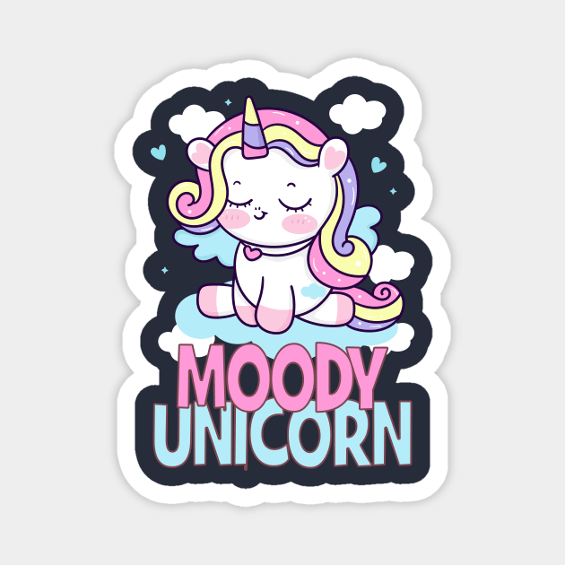 Moody unicorn - Cute little unicorn resting that you and your kids would love! - Available in stickers, clothing, etc Magnet by Crazy Collective