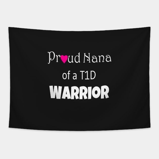 Proud Nana - White Text - Pink Heart Tapestry by CatGirl101