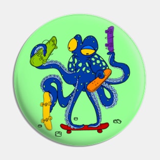 Octopus skating Pin