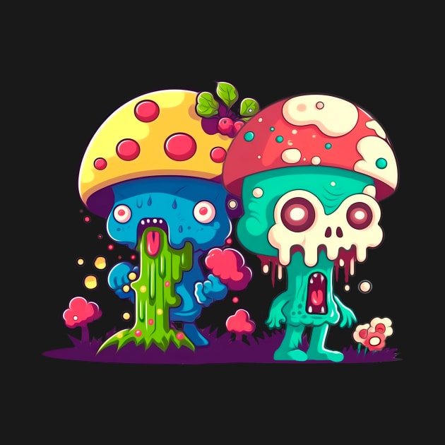 Funny Zombie mushrooms by KIDEnia