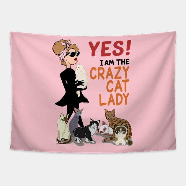 Yes! I am the crazy Cat lady - a new design for cat lovers Tapestry by coinvoll